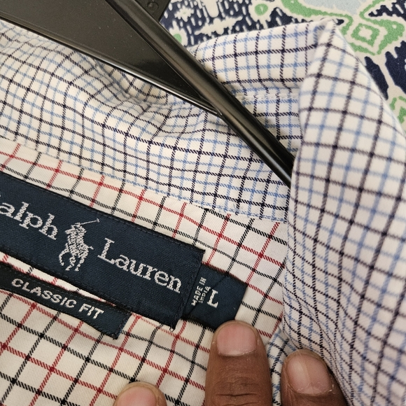 Multi colored checkered pattern Polo Button Down - Picture 3 of 3